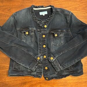 Draper James Dark Denim Jacket with Gold Buttons